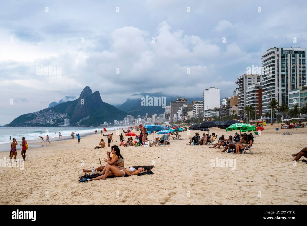 Ipanema Beach on A Cloudy Day, Ipanema, Rio de Janeiro, Brasil. Stock Photo