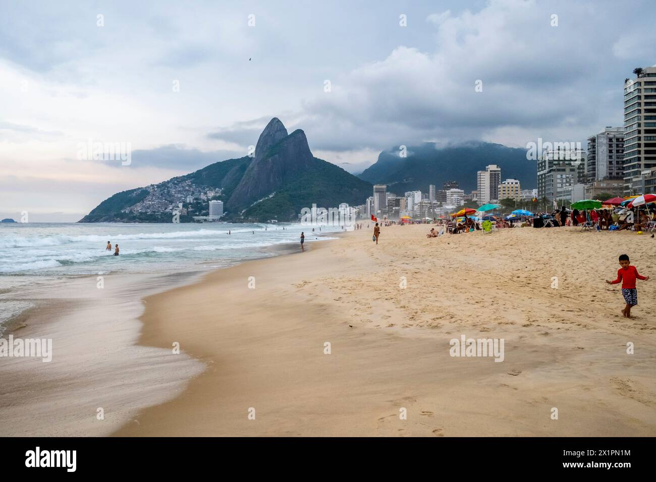 Ipanema Beach on A Cloudy Day, Ipanema, Rio de Janeiro, Brasil. Stock Photo