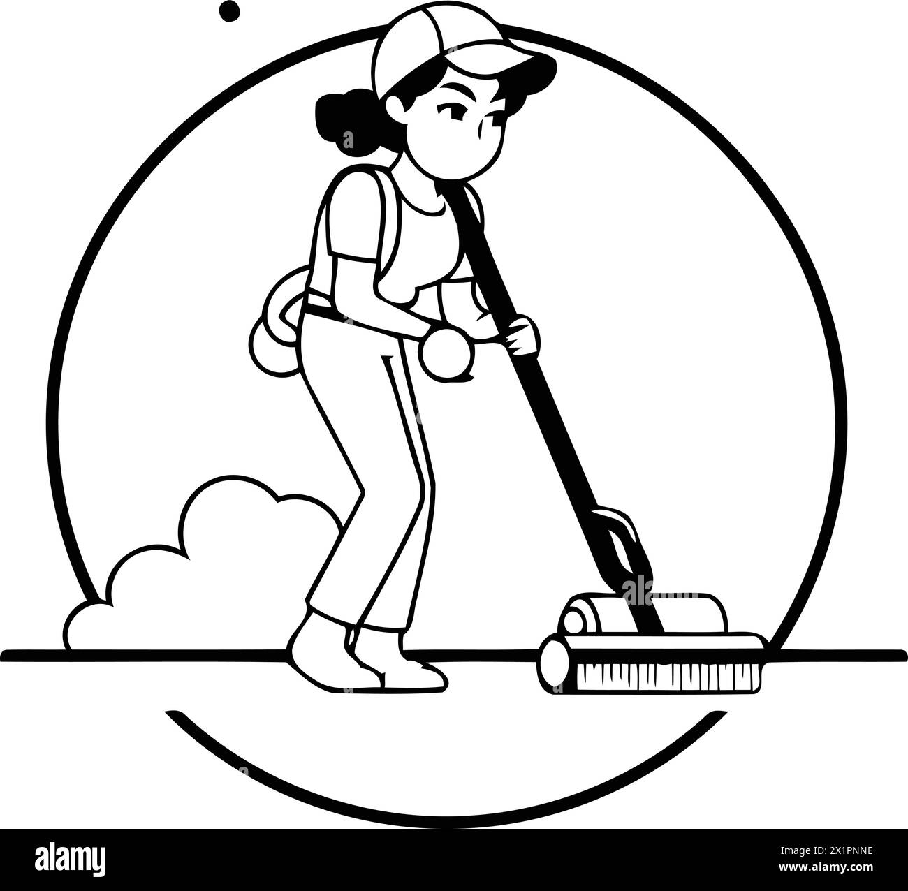 Cleaning service. Cleaning lady with a mop. Vector illustration Stock