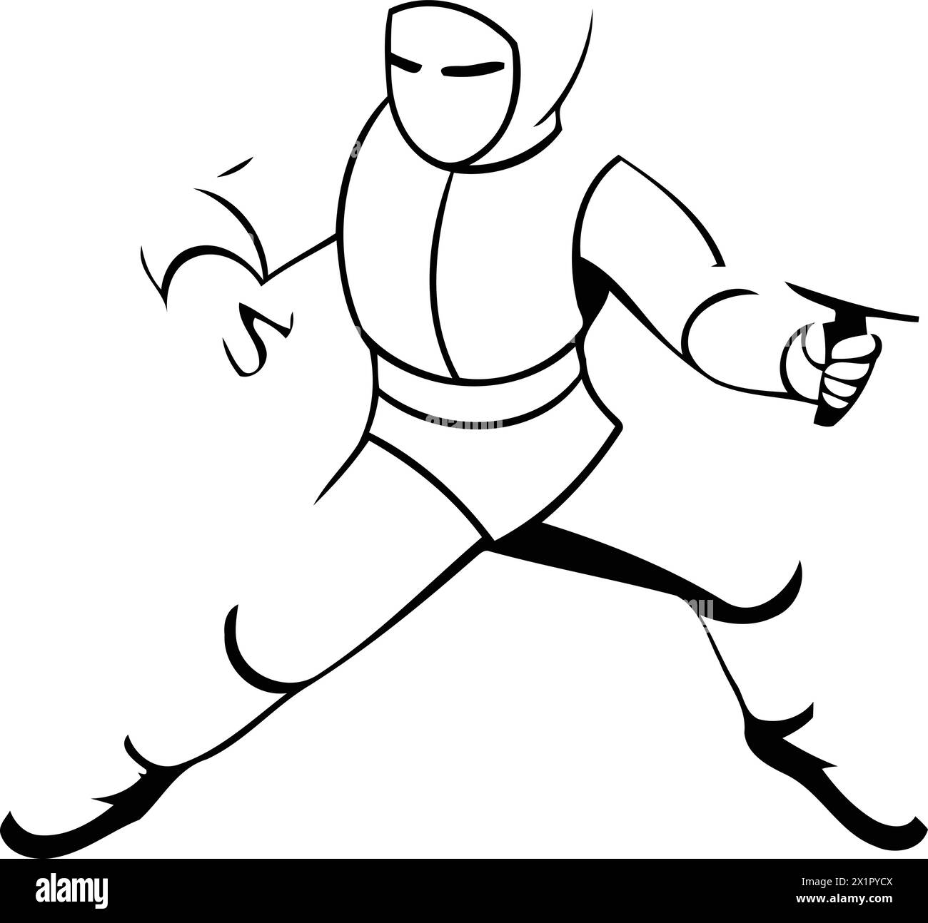 Fencer with a sword. Vector illustration isolated on white background. Stock Vector
