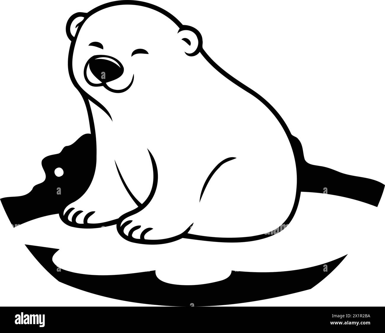 Polar bear on the snow. Vector illustration in cartoon style. Stock Vector