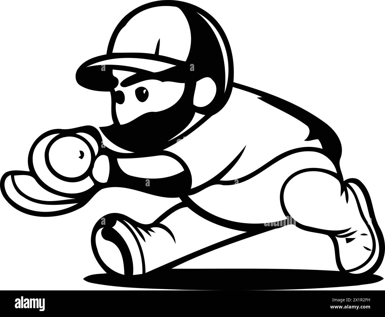 Cricket player in green uniform and helmet with ball. Vector