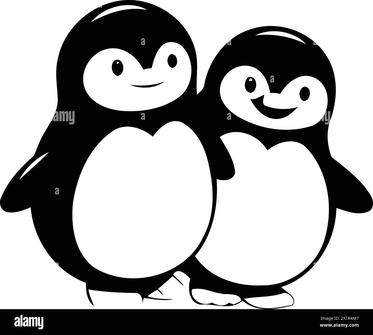 Penguin family in ice floe. Cartoon vector illustration Stock Vector