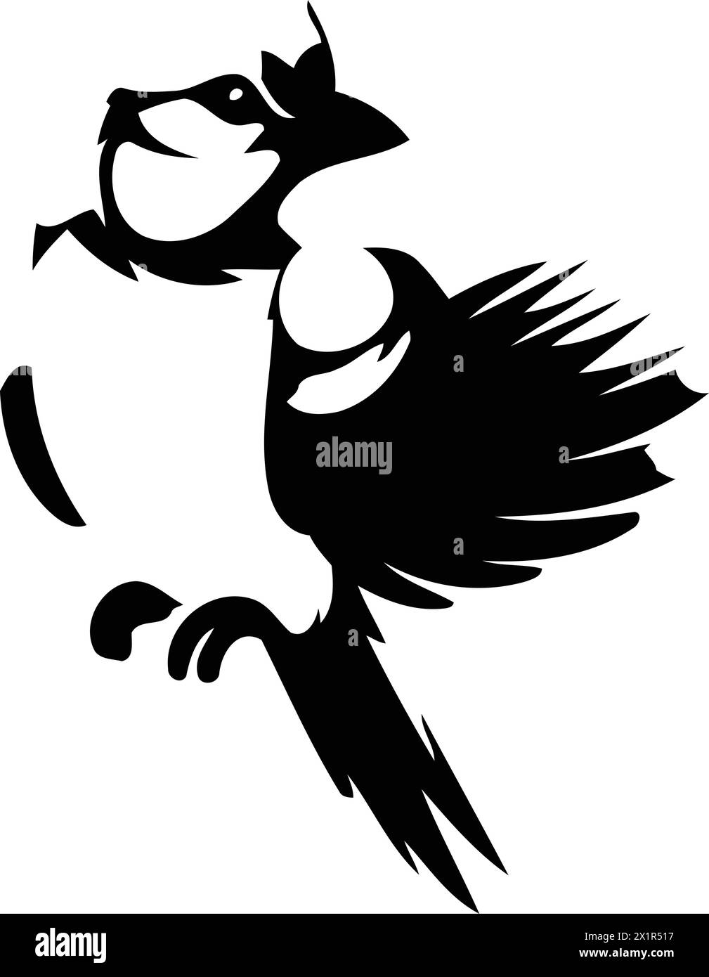 Blue jay bird on a background of heart. Vector illustration. Stock Vector