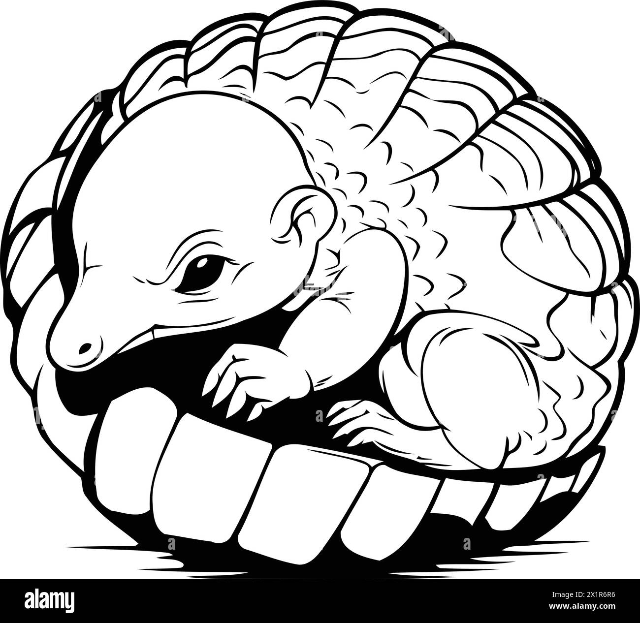 Cute little baby echidna in basket. Vector illustration. Stock Vector