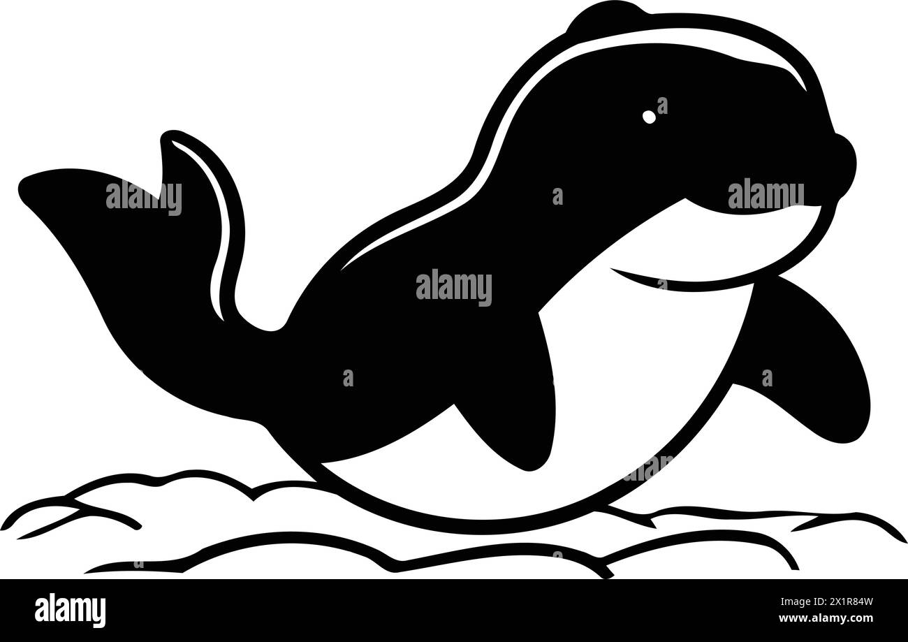 Cute otter swimming in the water. Vector illustration on white