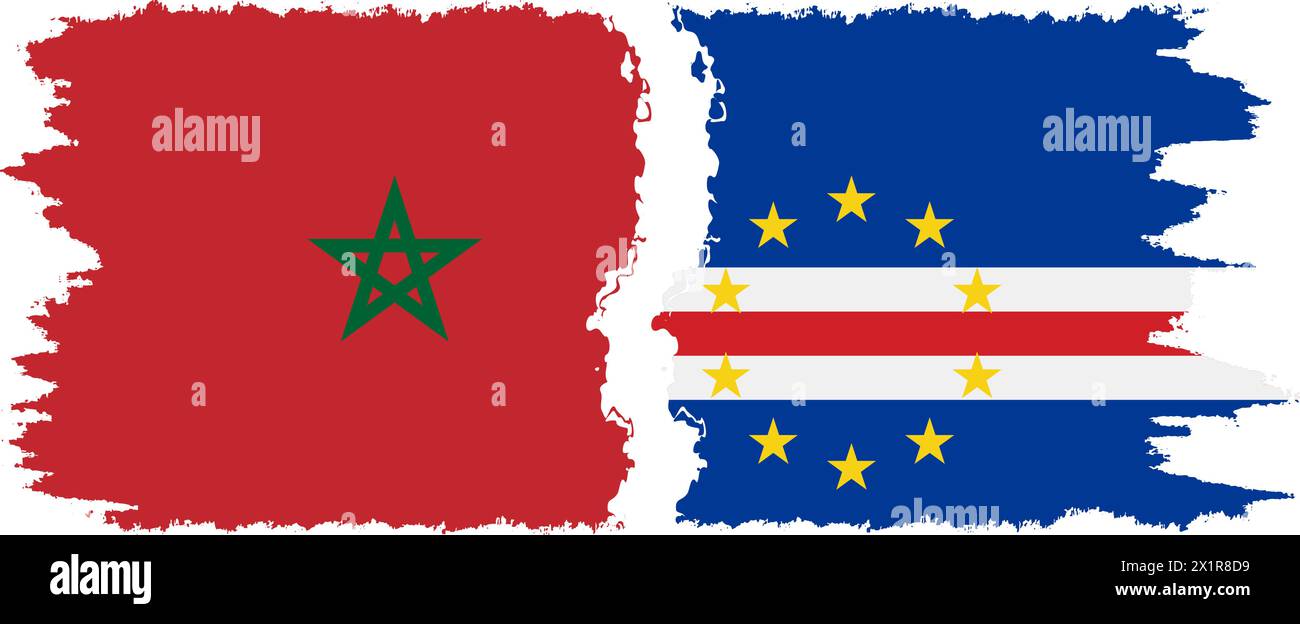 Cape Verde and Morocco grunge flags connection, vector Stock Vector ...