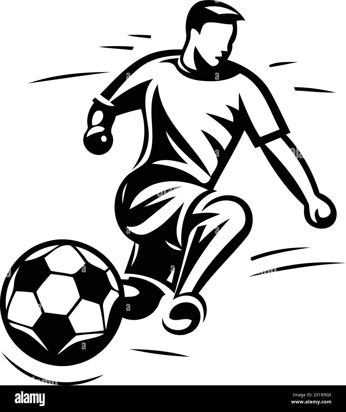 Soccer player with the ball. Vector illustration of a soccer player. Stock Vector