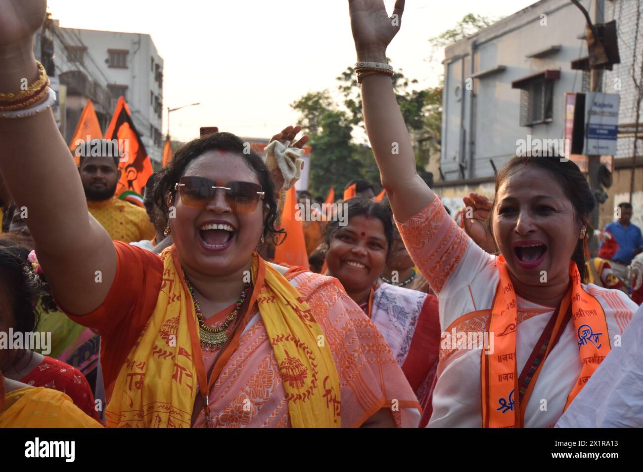 Kolkata, India. 17th Apr, 2024. Hindu devotees hold the idol of Lord ...