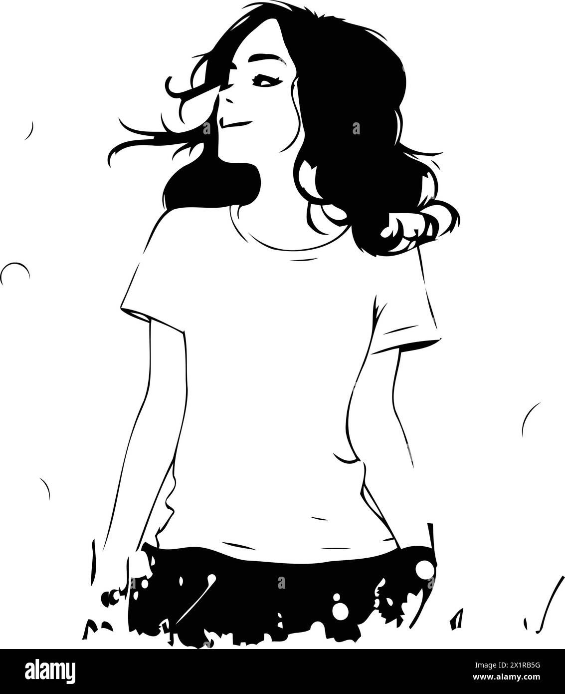 Girl in a t shirt Black and White Stock Photos & Images - Alamy