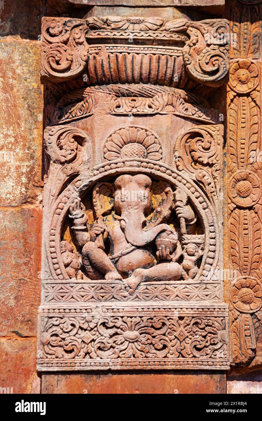 Carving Sculpture of Lord Ganesha on the Dashavatar Temple, Deogarh, Lalitpur, Uttar Pradesh, India. Stock Photo
