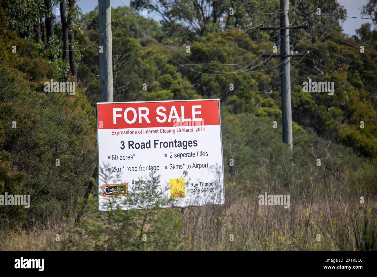 Land for sale near Badgerys Creek and Kemps Creek, as Sydney Metro project, western Sydney airport, western parklands and Motorway M12 are developed Stock Photo