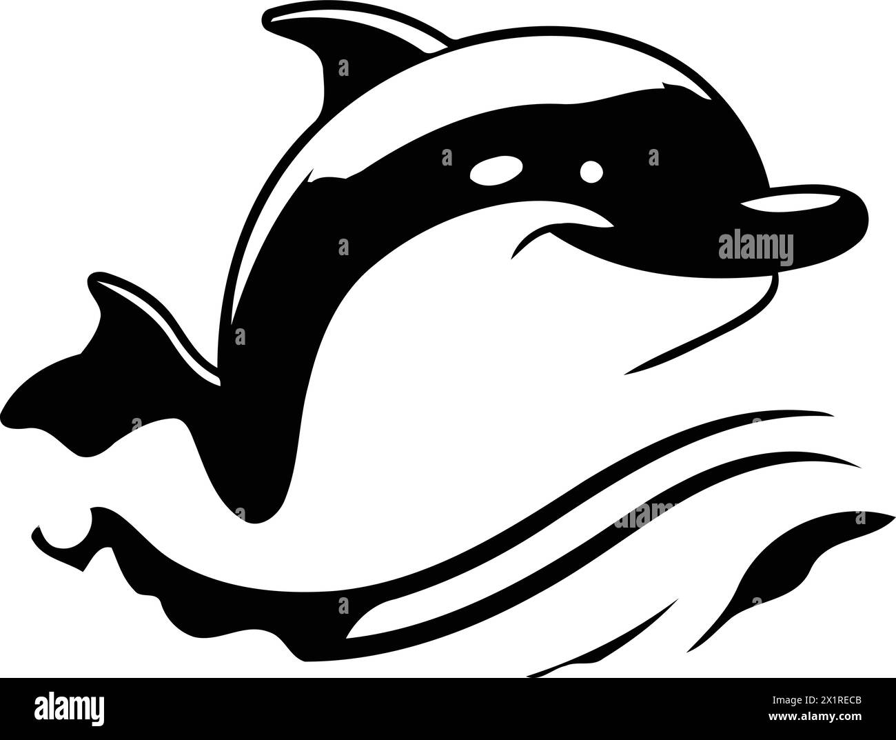 Cute cartoon dolphin swimming in the sea vector Illustration on a white ...