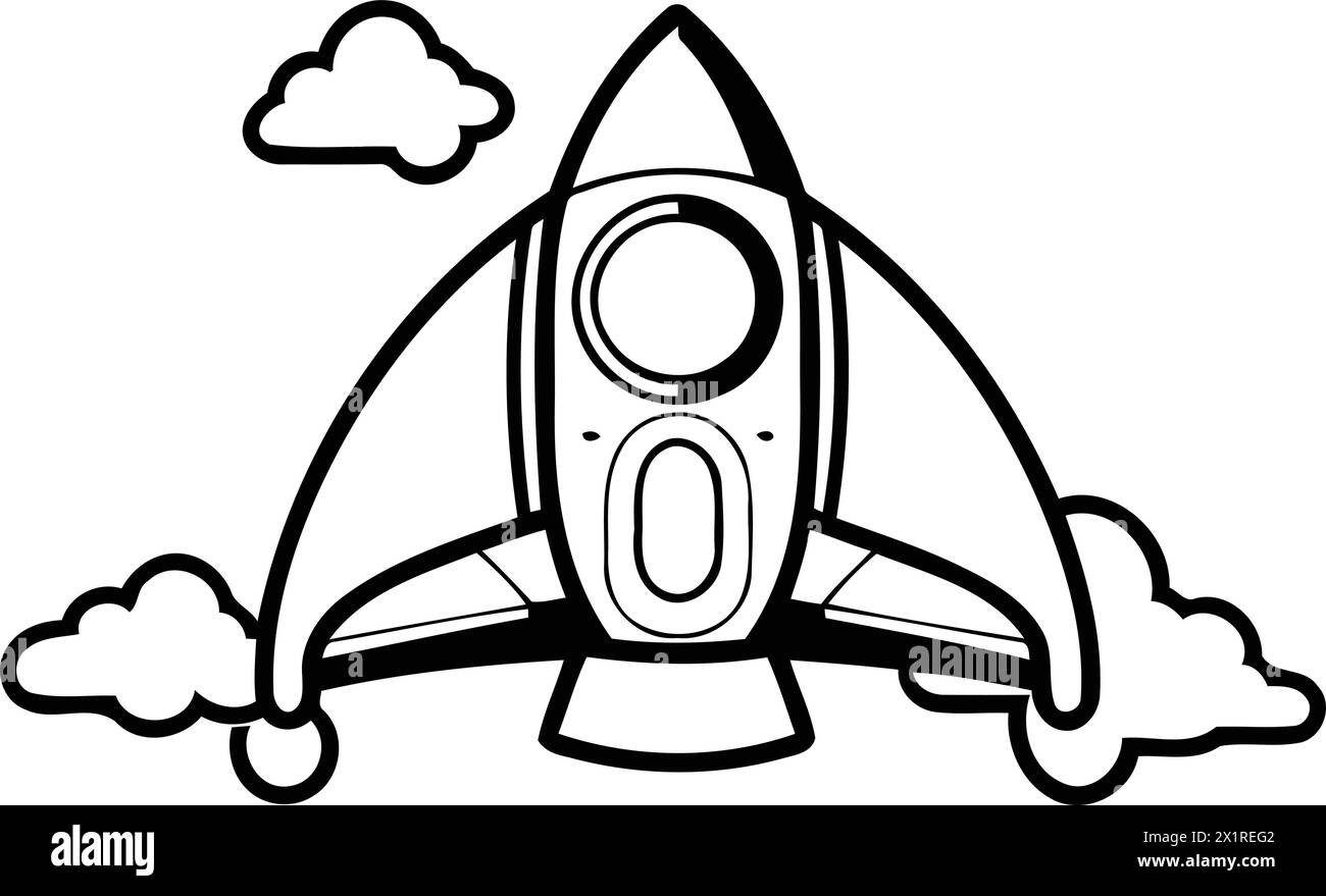 Rocket icon. Vector illustration in flat cartoon style. Space travel concept. Stock Vector