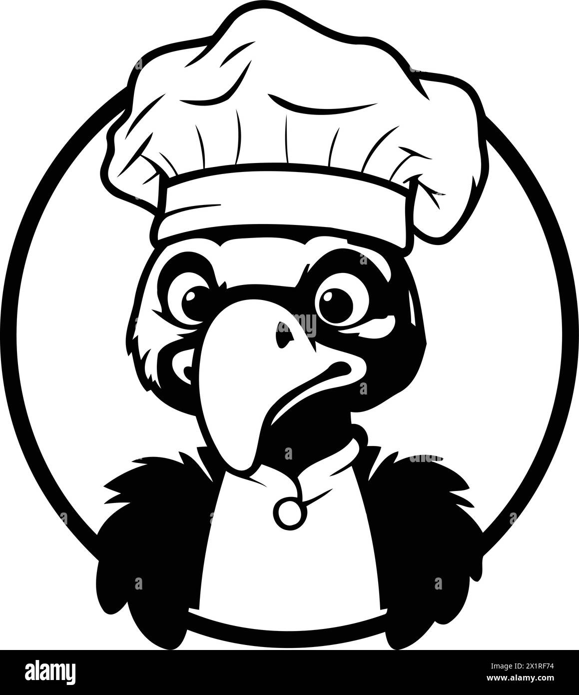 Cute cartoon penguin in chef hat and chef uniform. Vector illustration. Stock Vector