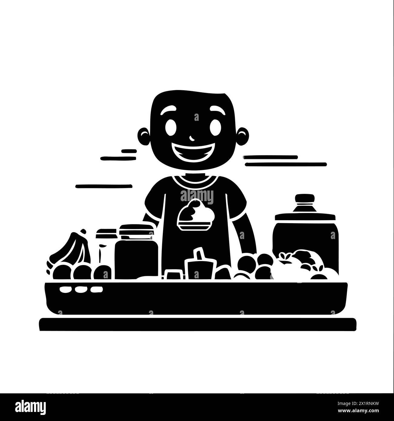 Man choosing fruits and vegetables in supermarket. Vector flat cartoon illustration. Stock Vector