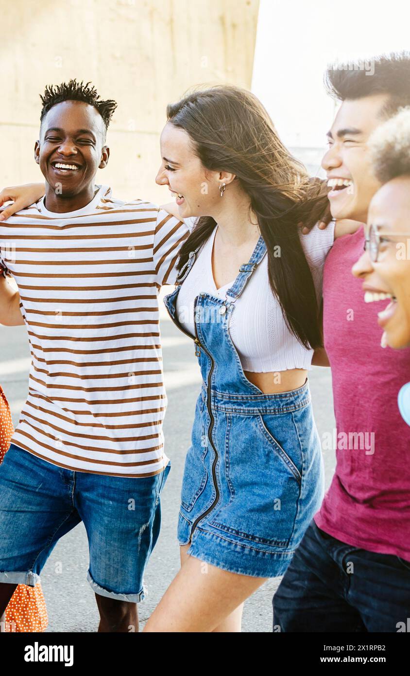 Group of happy multiracial people having fun together outdoor Stock ...