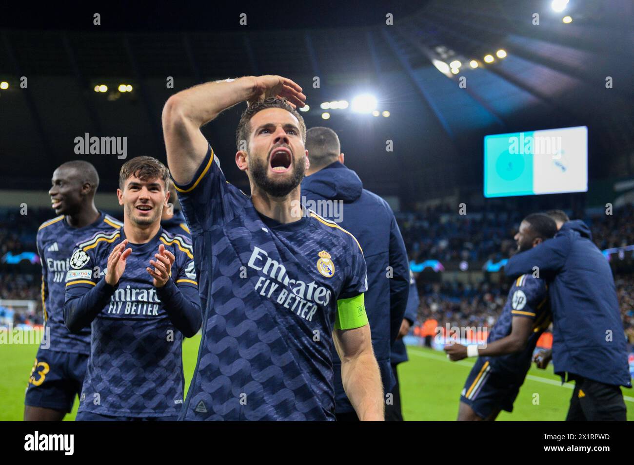 Manchester, UK. 17th Apr, 2024. Real Madrid's Captain Nacho celebrates ...