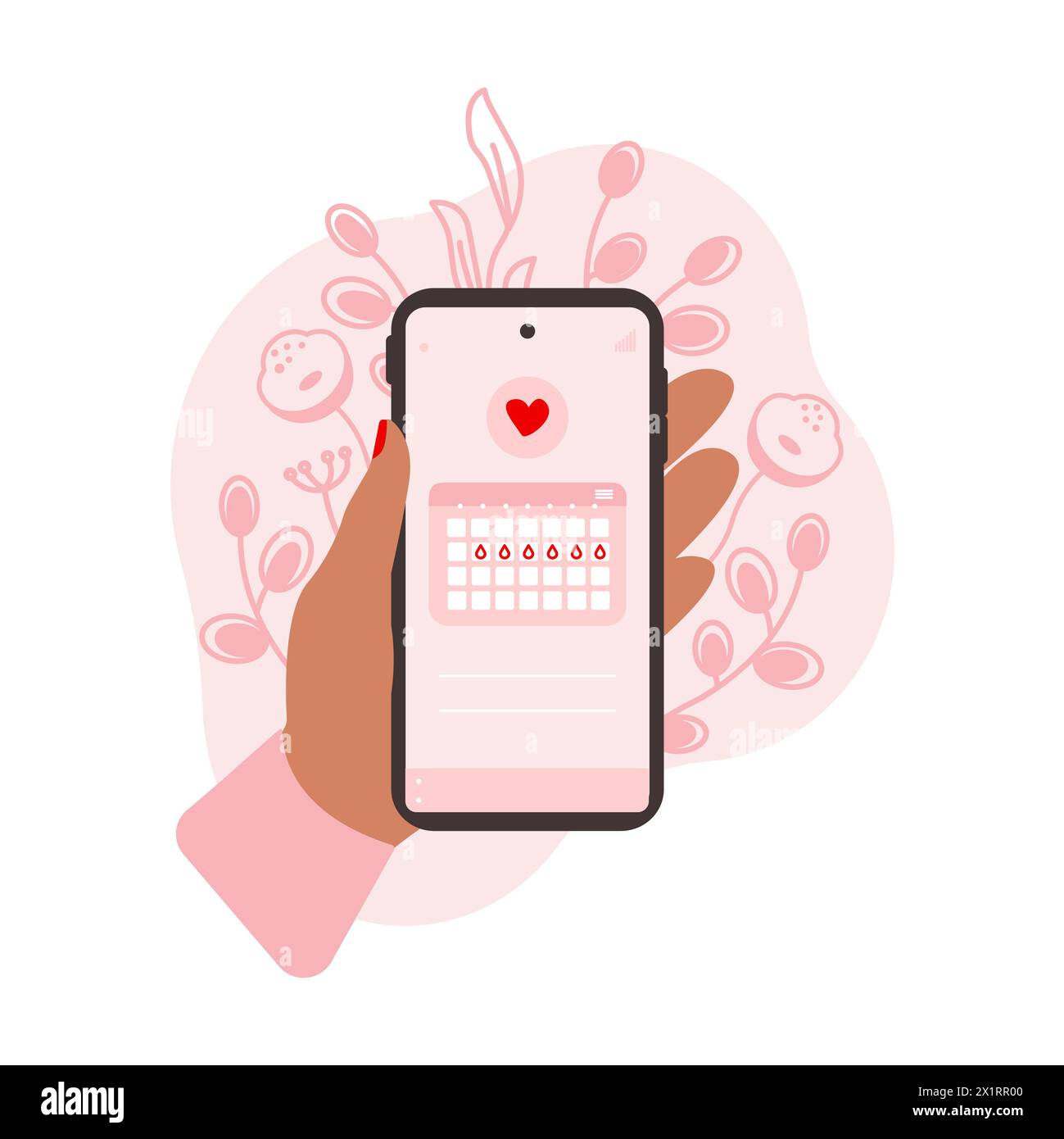 Female hands holding phone with menstrual calendar period tracker Female hands holding phone with menstrual calendar period tracker