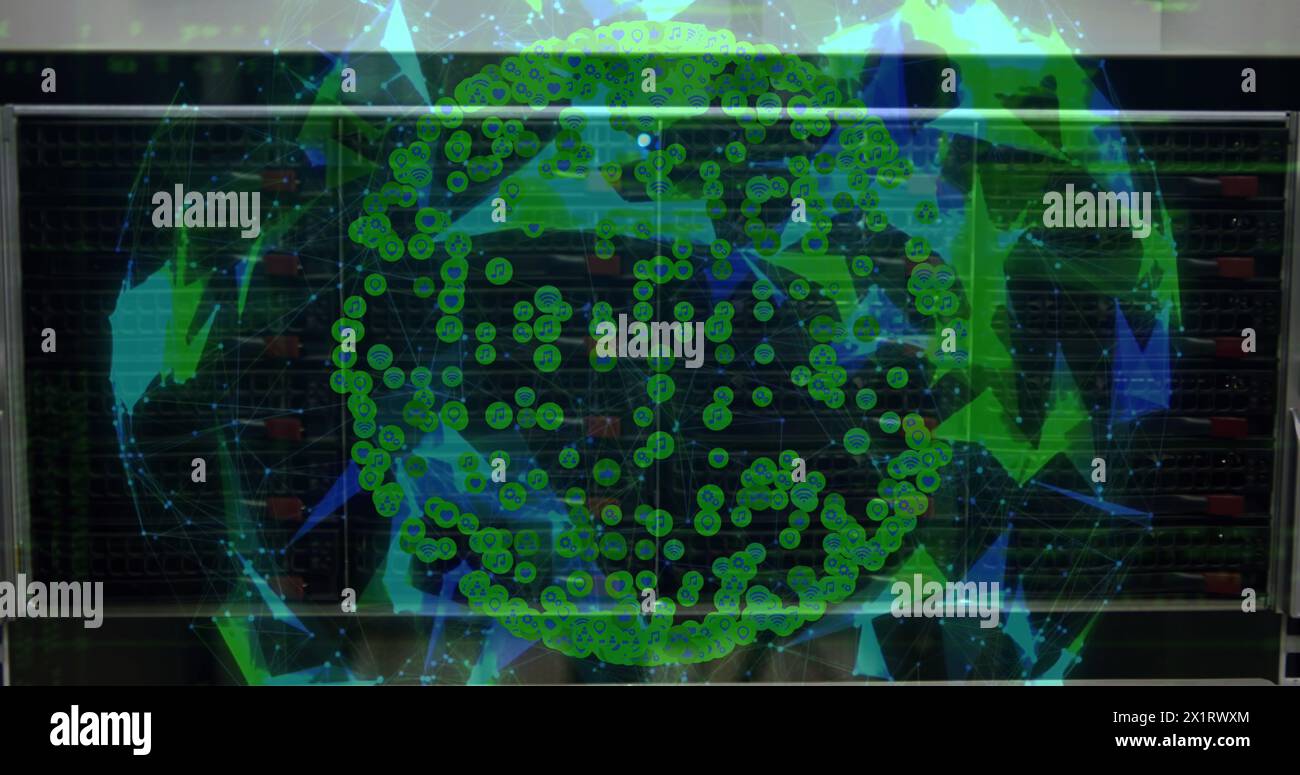 A person in a dark shirt stands behind a clear interface with green ...