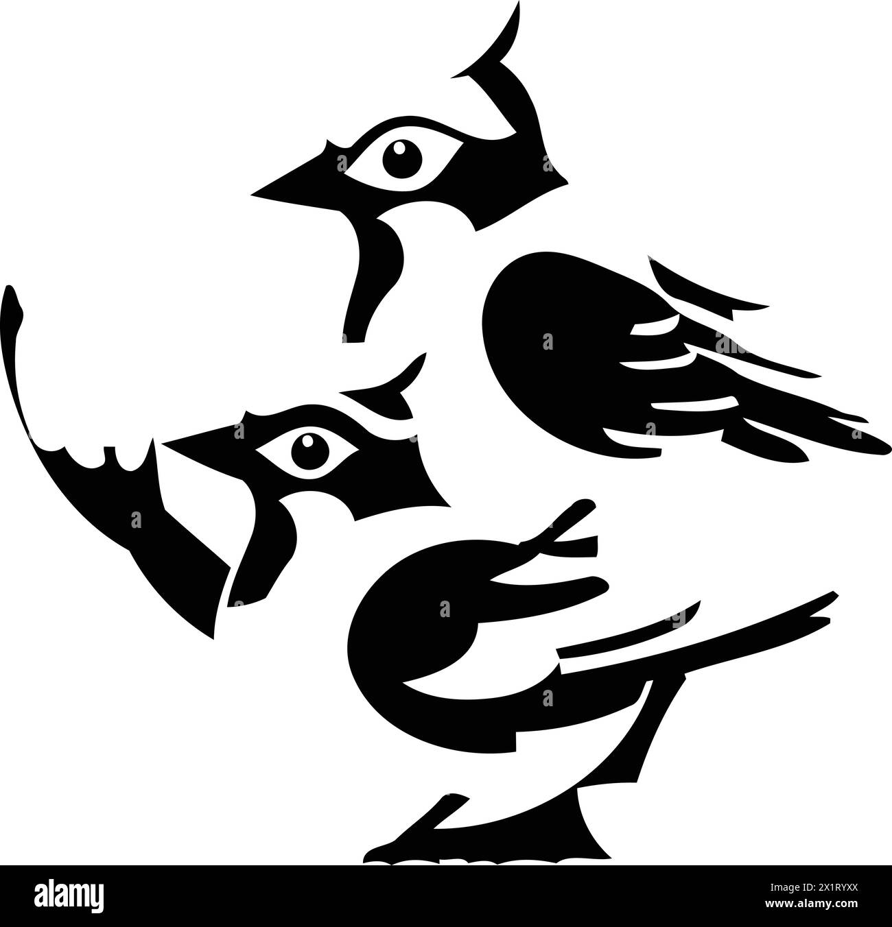 Cartoon birds in nest on Black and White Stock Photos & Images - Alamy