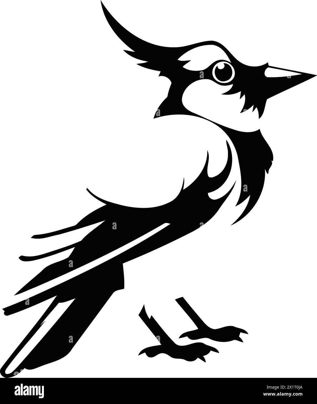 Cute blue jay bird cartoon vector Illustration isolated on a white background. Stock Vector