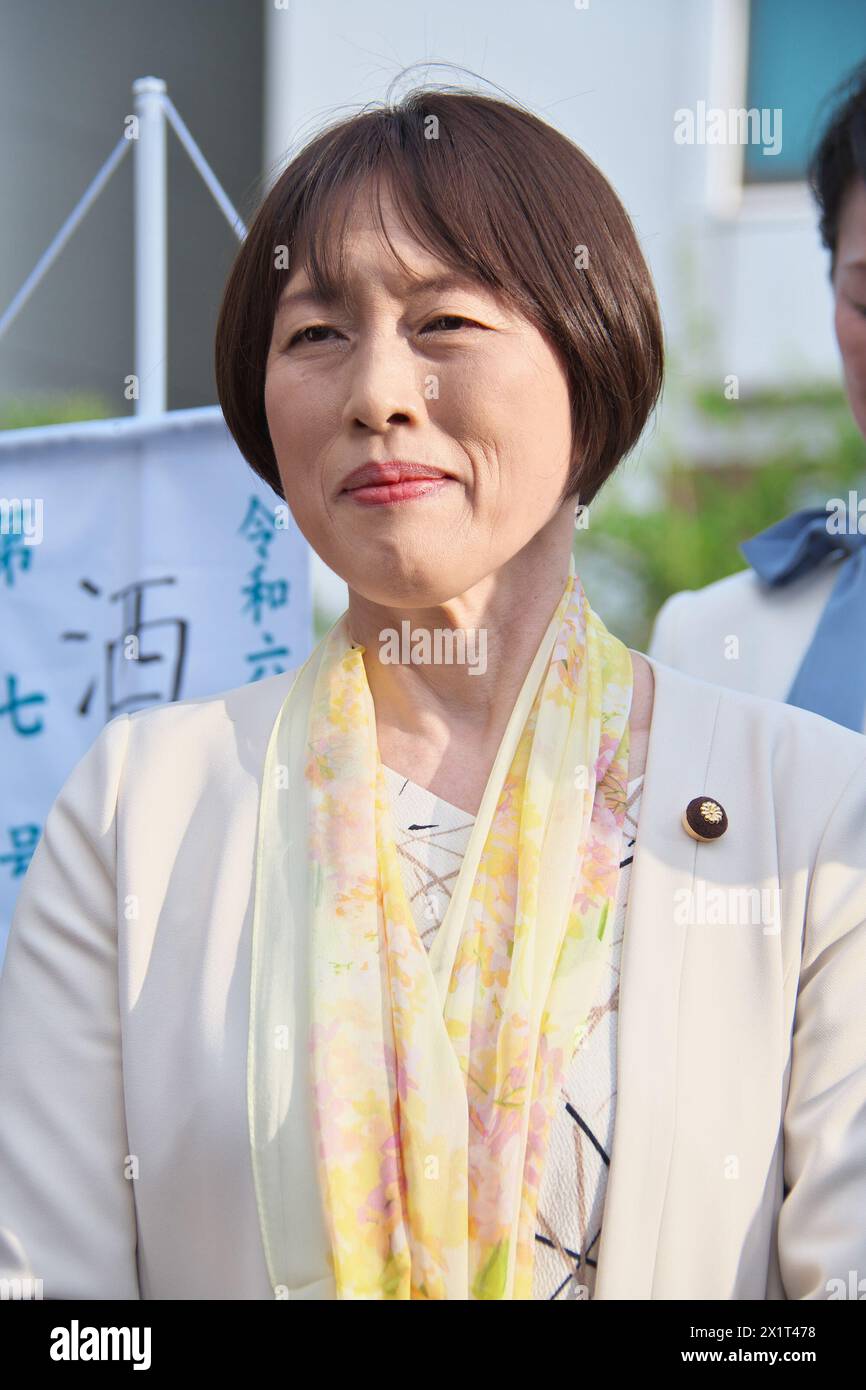 Japan Communist Partyleader Tomoko Tamura attends the campaign for the ...