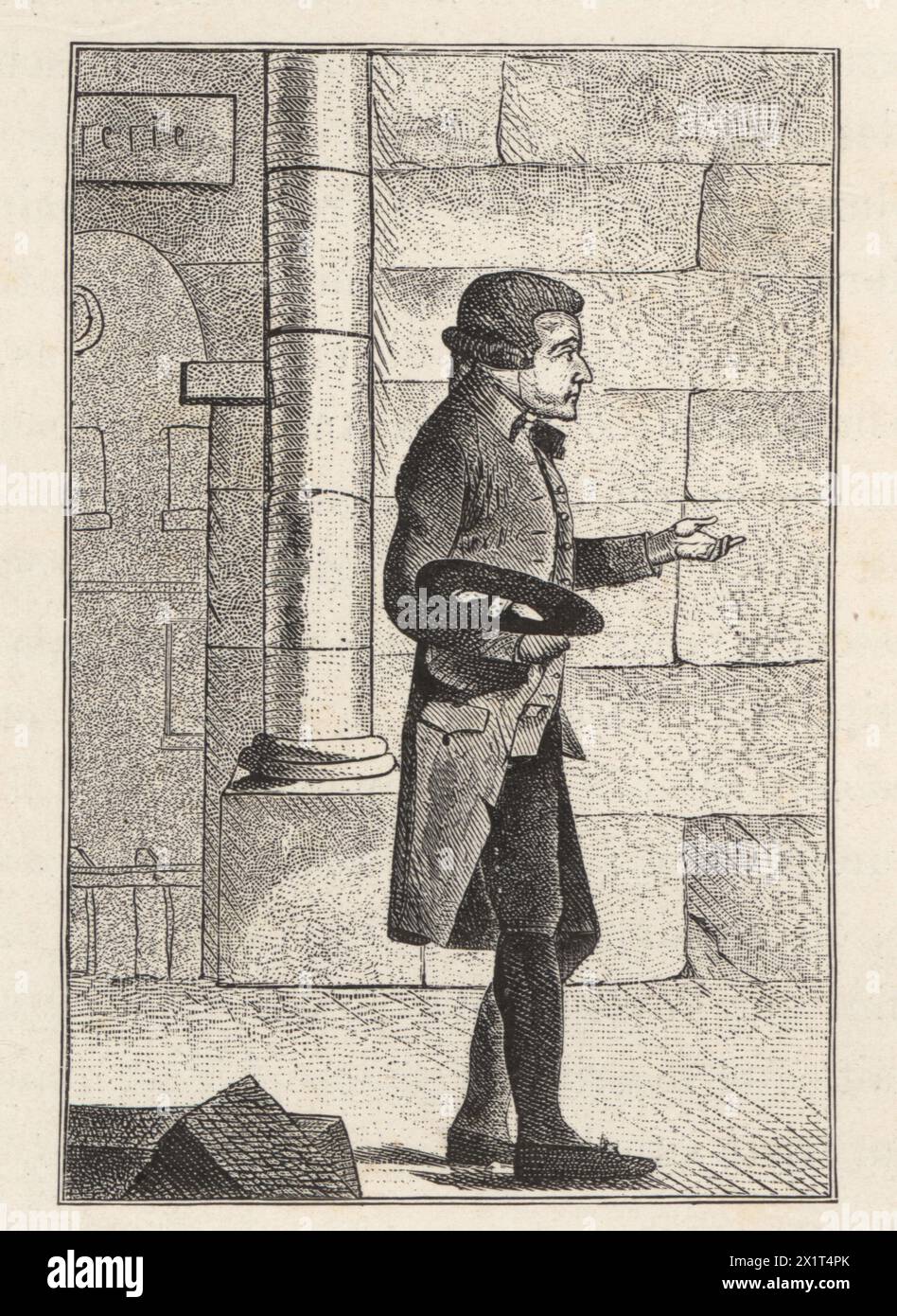 Caricature of a French landlord complaining about his tenants, 1797. 'The bad ones torment me, the good ones ruin me.' Le Rentier: Les mechants me tourmentent, les bons me ruinent. Illustration from Paul Lacroix's Directoire, Consulat et Empire, (Directory, Consulate and Empire), Paris, 1884. Stock Photo