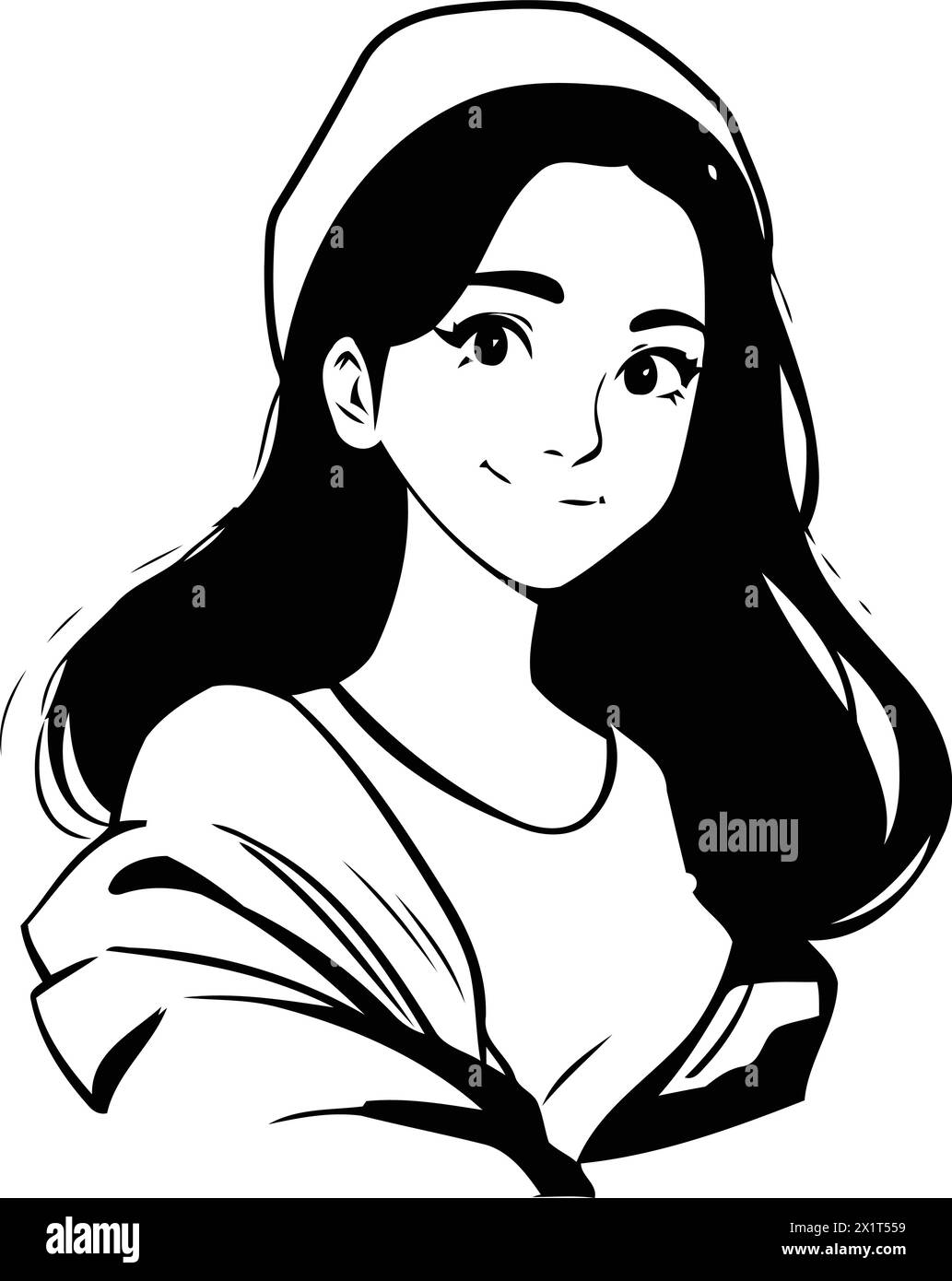 Beautiful girl in a red coat and a red cap. Vector illustration Stock