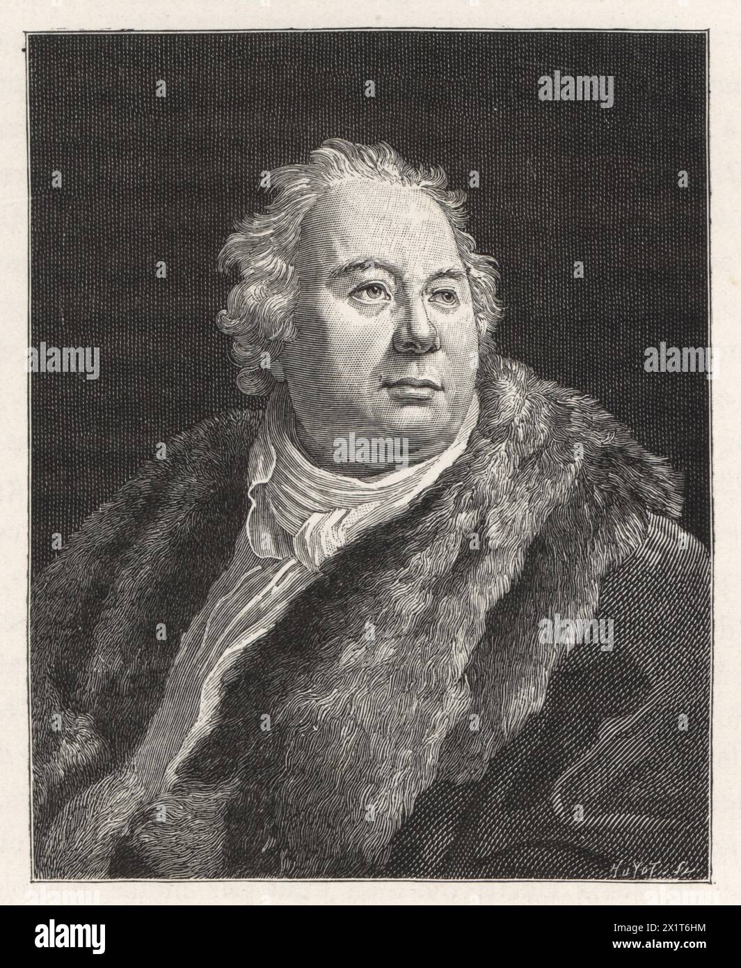 Jean-François Ducis, French dramatist, adapter of Shakespeare, member of the French Academy, 1733-1816. Woodcut by Huyot after a portrait by François Gérard from Paul Lacroix's Directoire, Consulat et Empire, (Directory, Consulate and Empire), Paris, 1884. Stock Photo