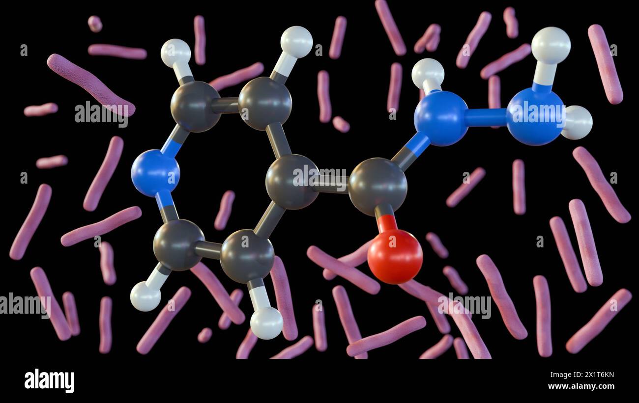 3d rendering of Isoniazid is an antibiotic used in the treatment of mycobacterium tuberculosis infections Stock Photo