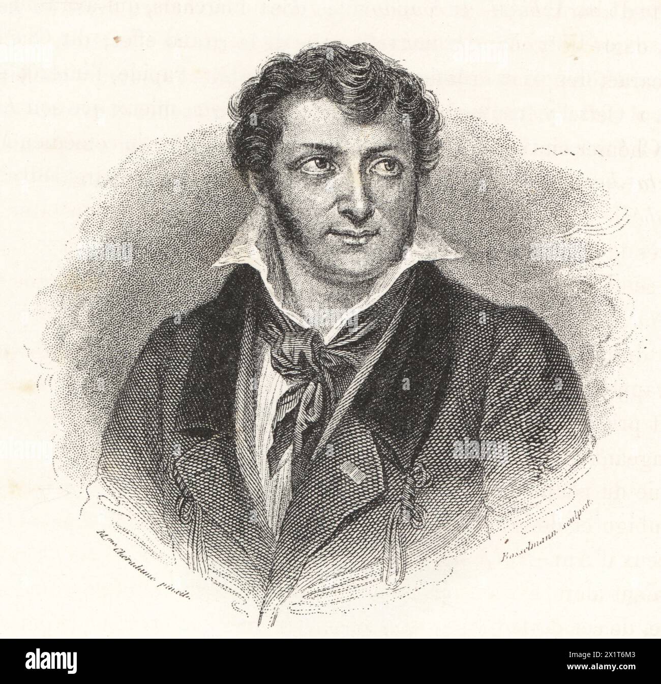 René-Charles Guilbert de Pixerécourt, French theatre director and playwright, 1773-1844. Engraving by Bosselmann after a portrait by Sophie Chéradame from Paul Lacroix's Directoire, Consulat et Empire, (Directory, Consulate and Empire), Paris, 1884. Stock Photo
