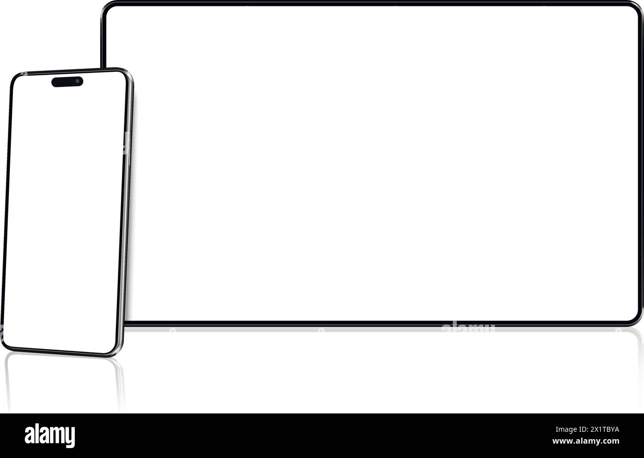 Realistic mockup tablet and smartphone with empty screens. Phone and ...