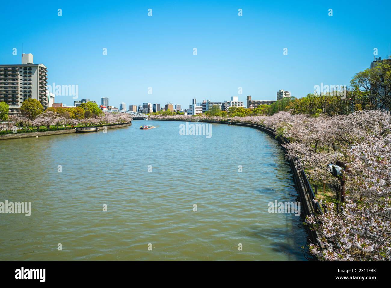 Kema Sakuranomiya Park, a park near by Ogawa River in osaka and famous for cherry blossom in japan Stock Photo