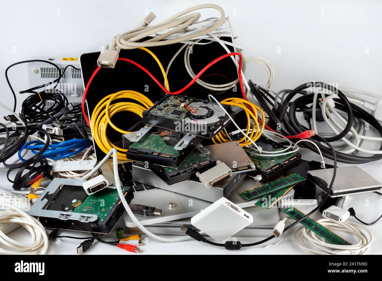 Electronic Waste - Obsolete Computer Technology for Recycling Stock Photo