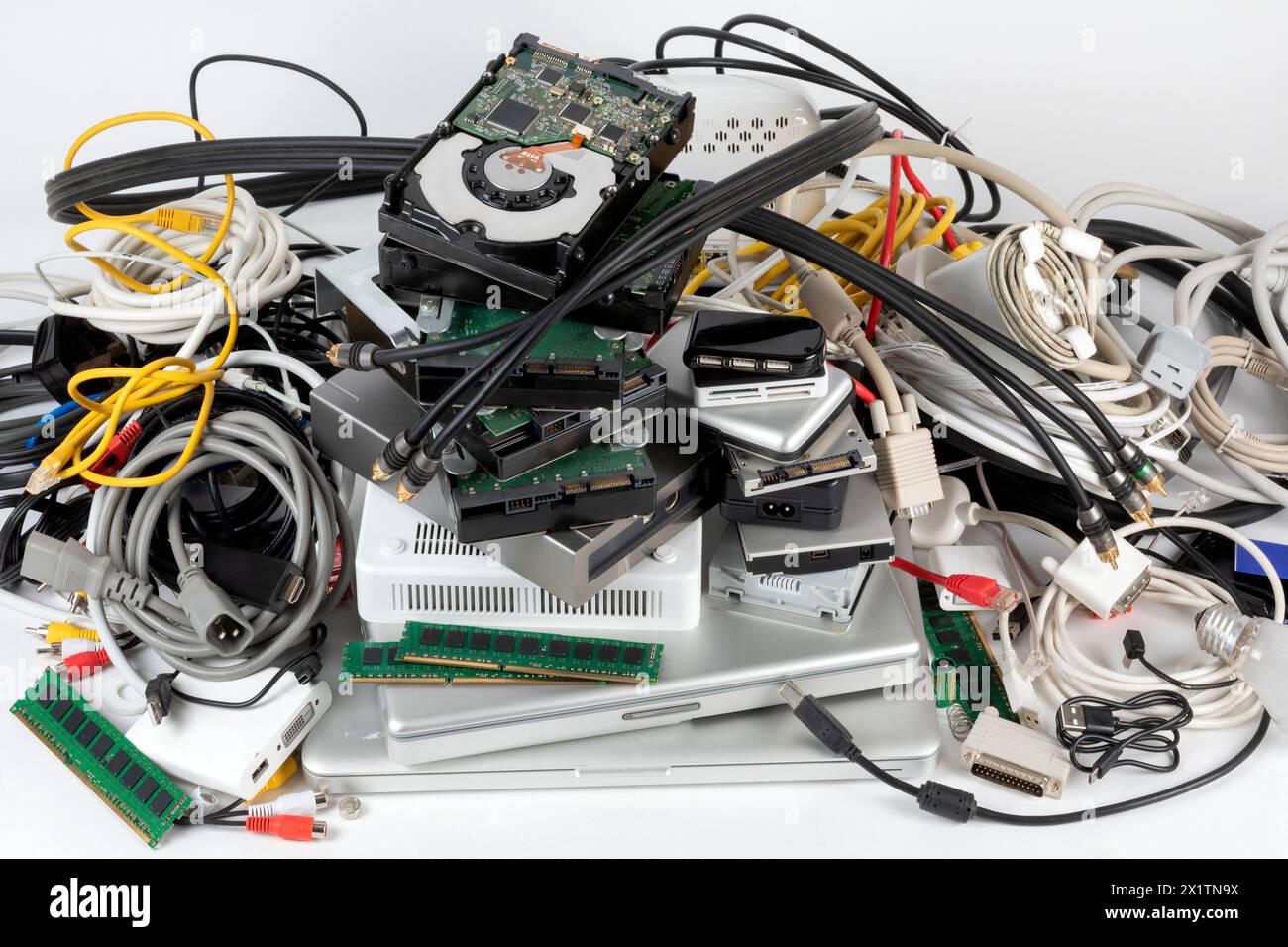 Electronic Waste - Obsolete Computer Technology for Recycling Stock Photo