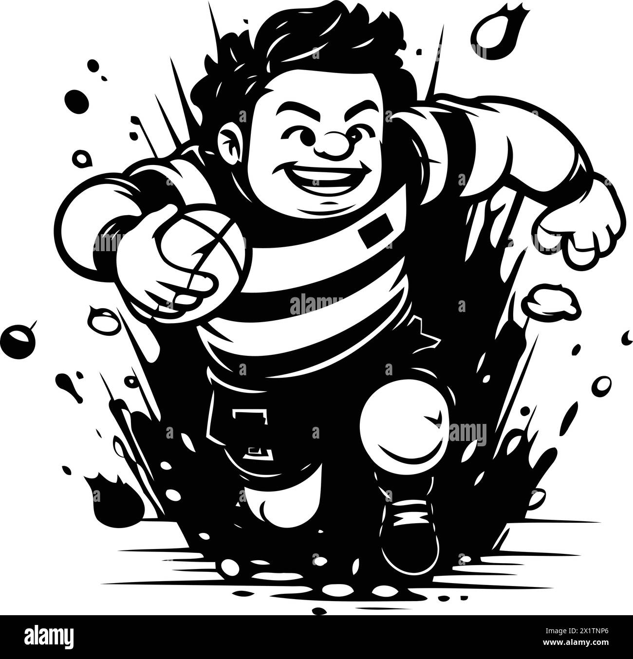 Vector illustration of a rugby player running with ball in his hand. Stock Vector