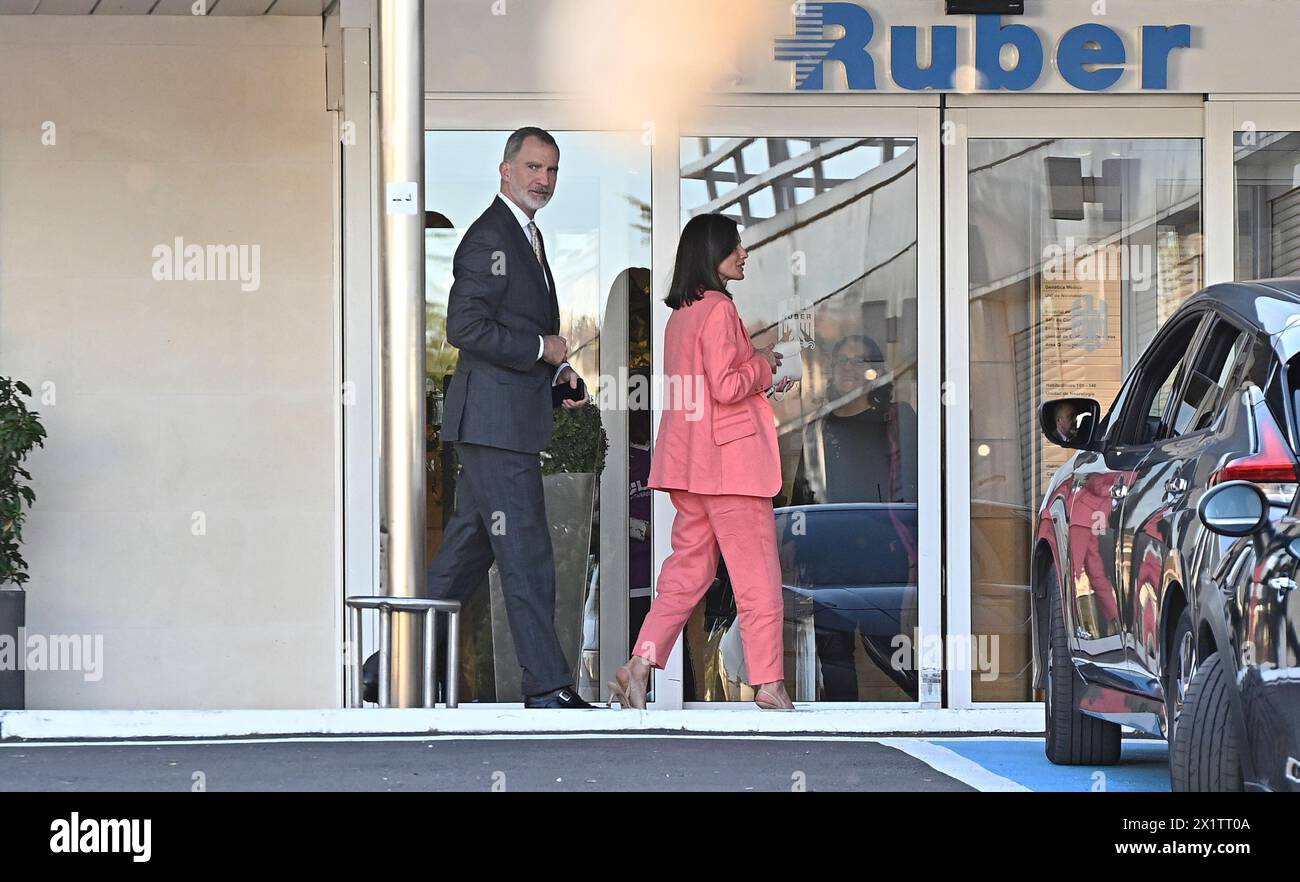 King Felipe and Queen Letizia enter the Ruber International Hospital ...