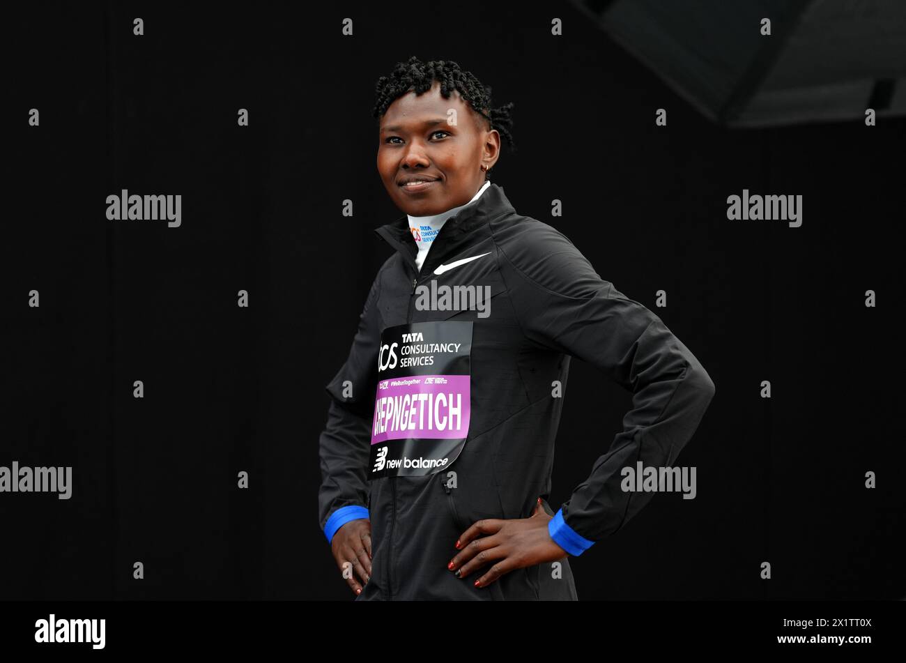 Kenya's Ruth Chepngetich ahead of the elite women's press conference