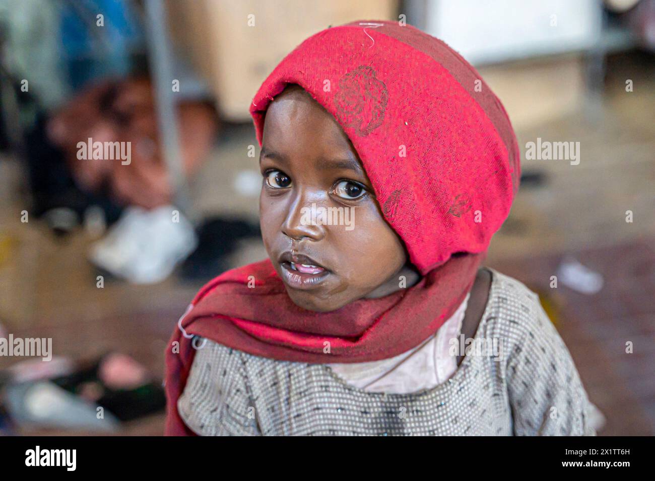 Young Djiboutian girl posing in a street of Balbala district near Djibouti city, Djibouti, Horn of Africa Stock Photo