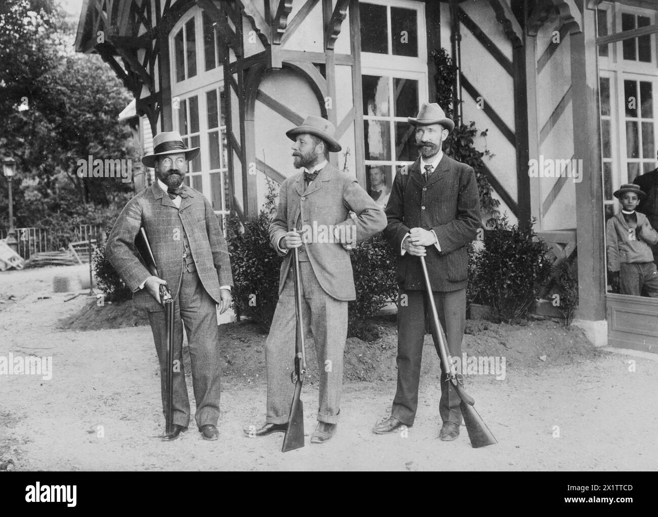 Jules Beau - Paris Olympics 1900 - Contestants in the live pigeon shoot: Stock Photo