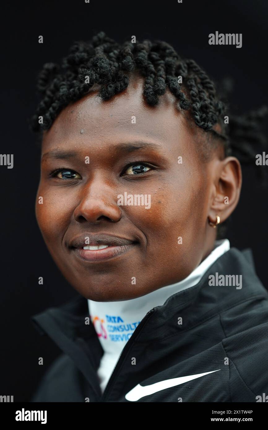 Kenya's Ruth Chepngetich ahead of the elite women's press conference