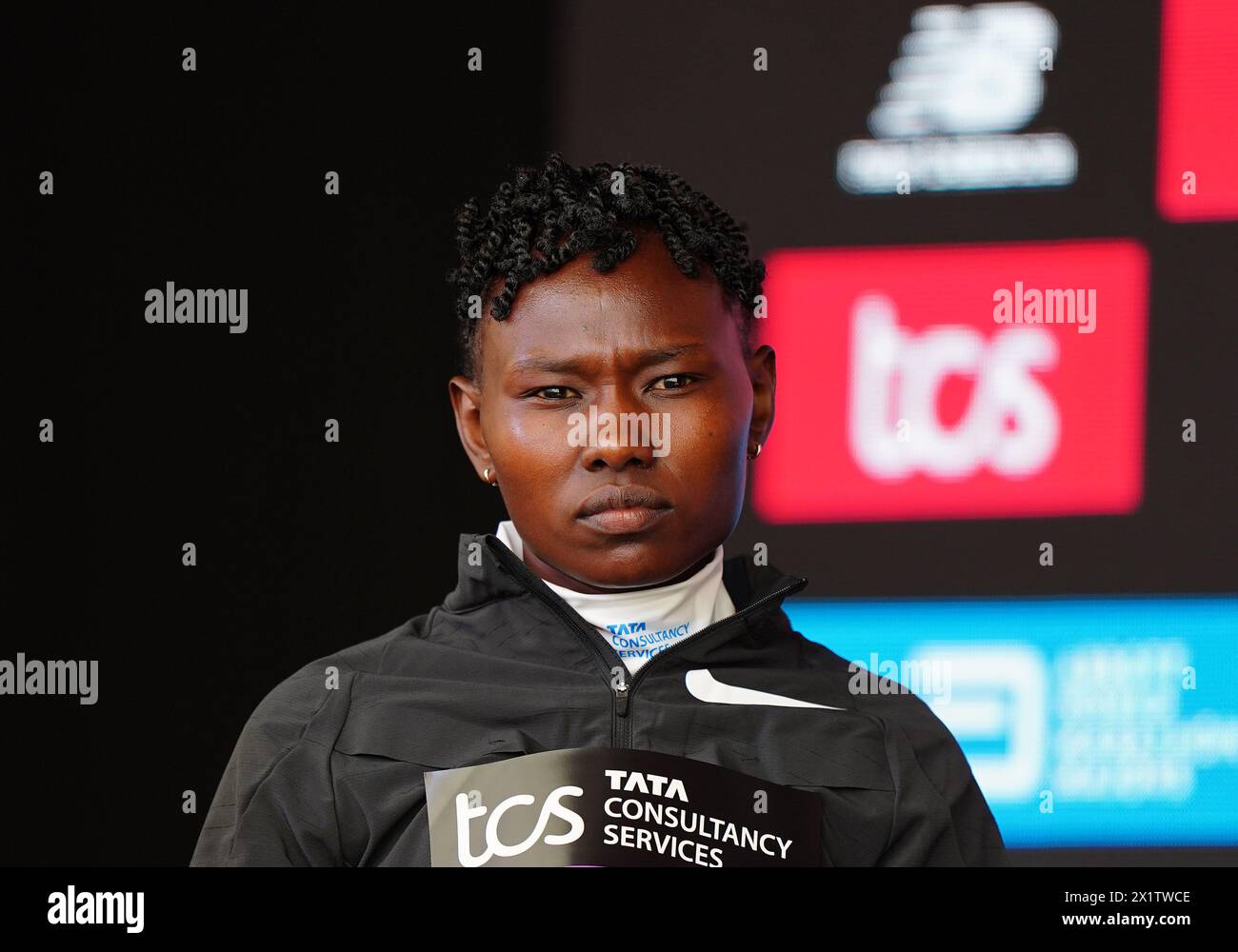 Kenya's Ruth Chepngetich during the elite women's press conference held