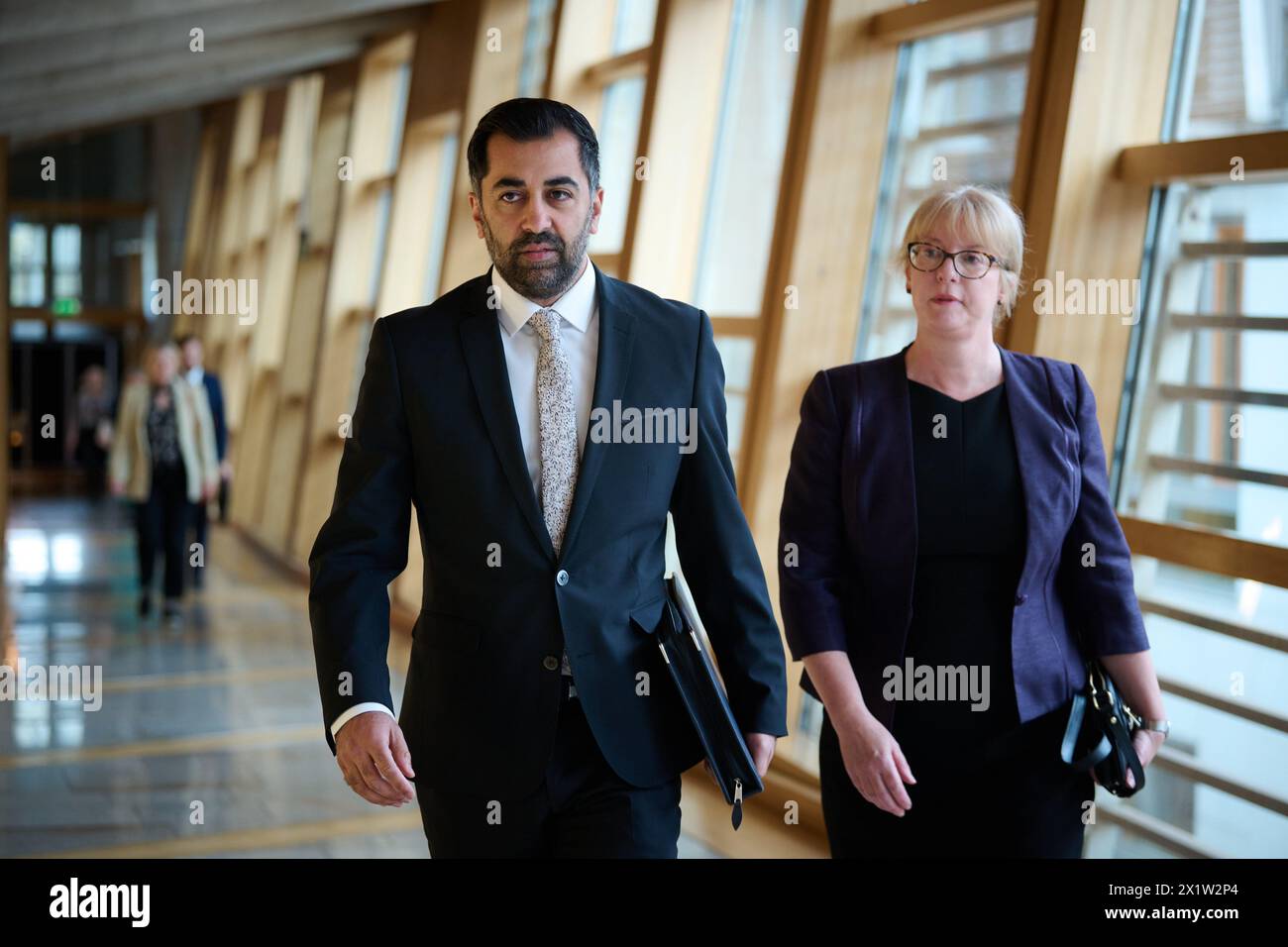 Edinburgh Scotland, UK 18 April 2024. First Minister Humza Yousaf MSP at the Scottish Parliament  for First Minister Questions. credit sst/alamy live news Stock Photo