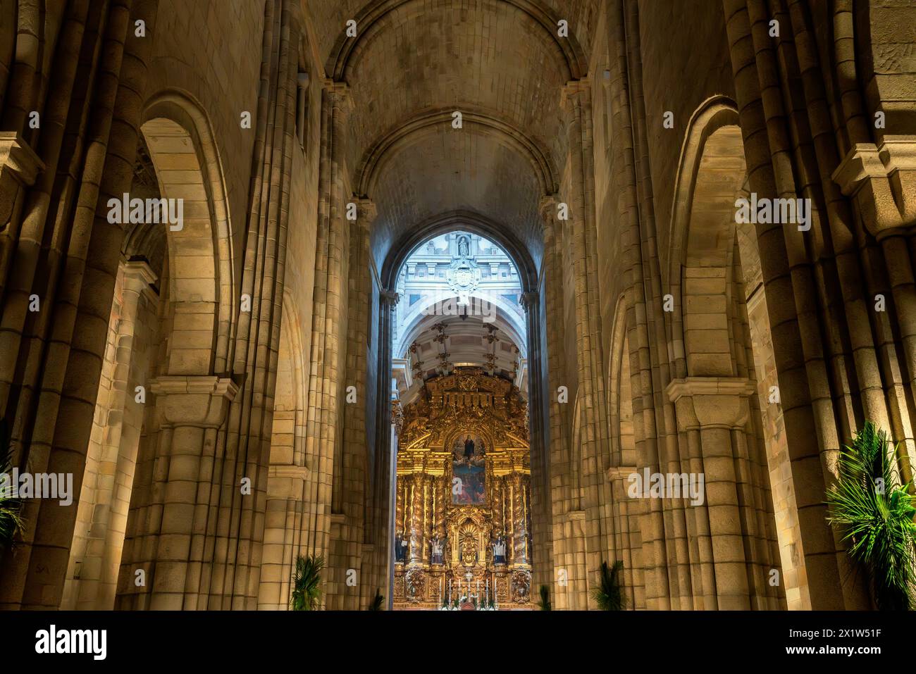Main altarpiece of Porto's impressive cathedral, Portugal. Stock Photo