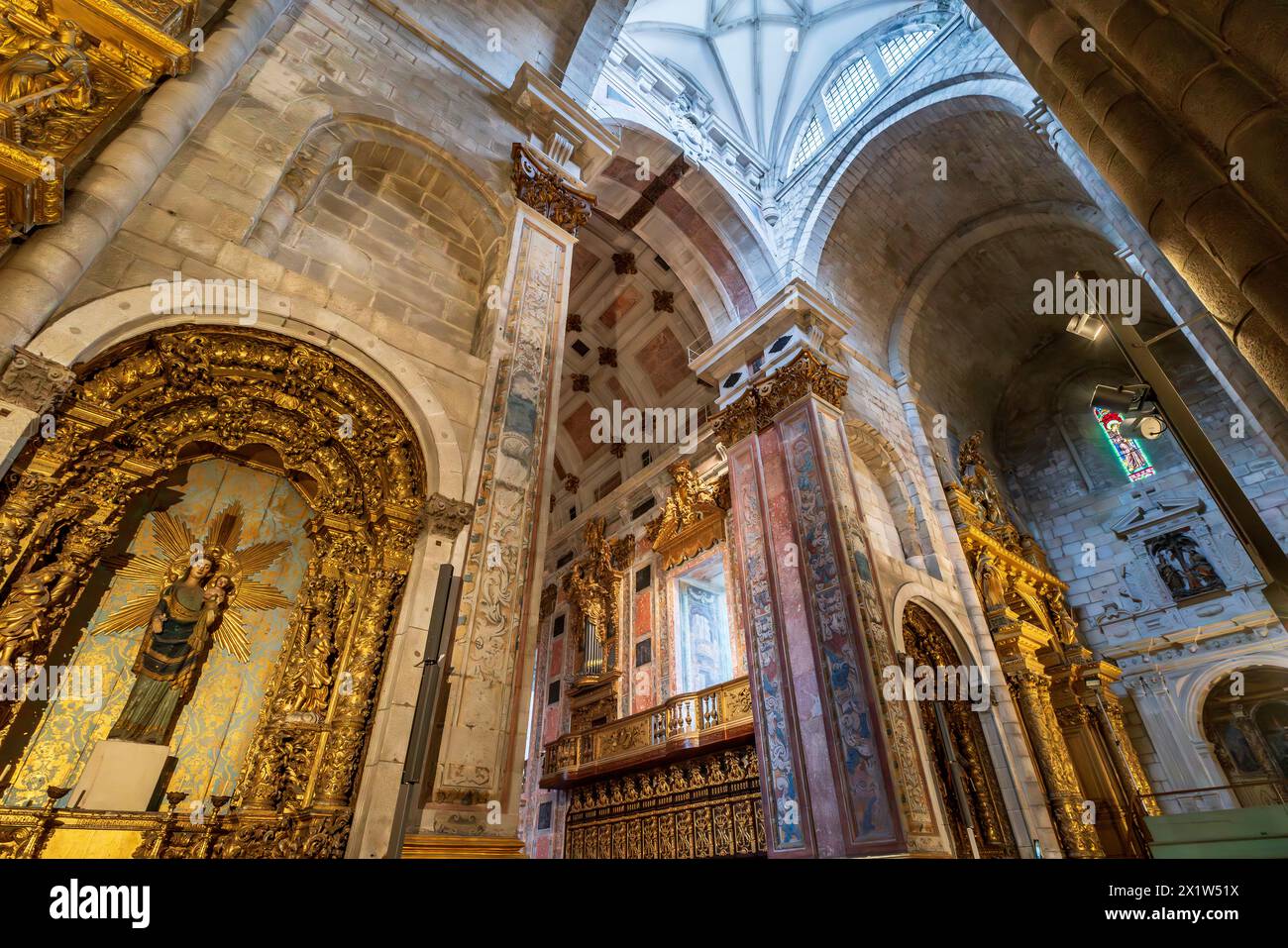 Transept of Porto's impressive cathedral, Portugal. Stock Photo