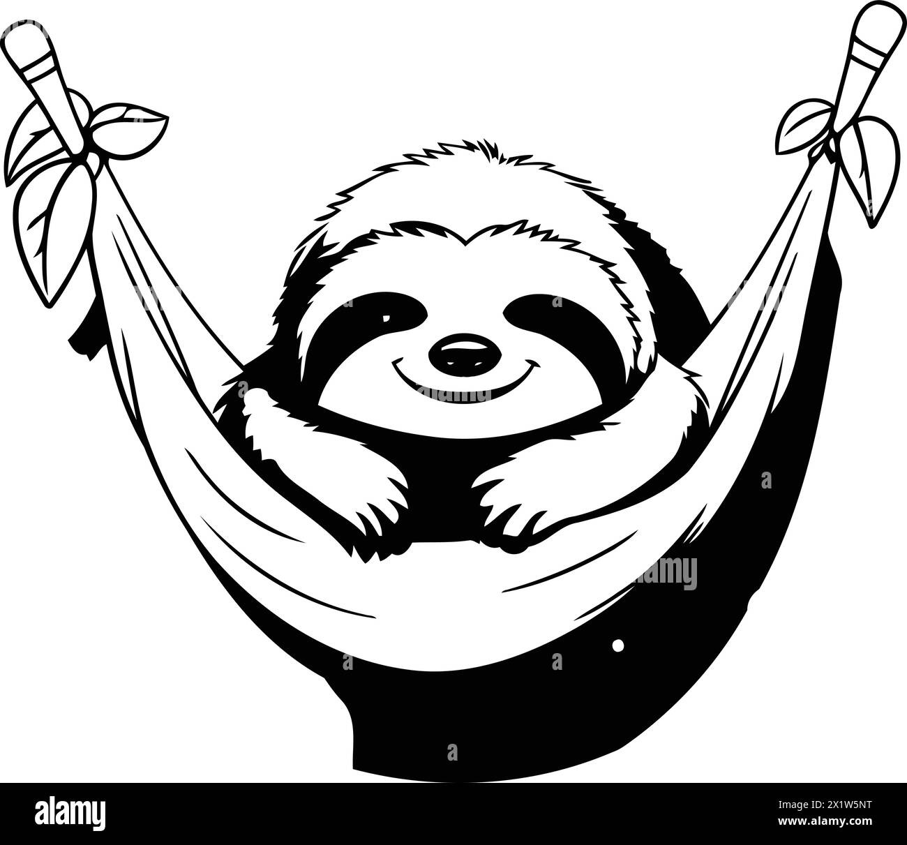Cute cartoon sloth sleeping in hammock. Vector illustration Stock