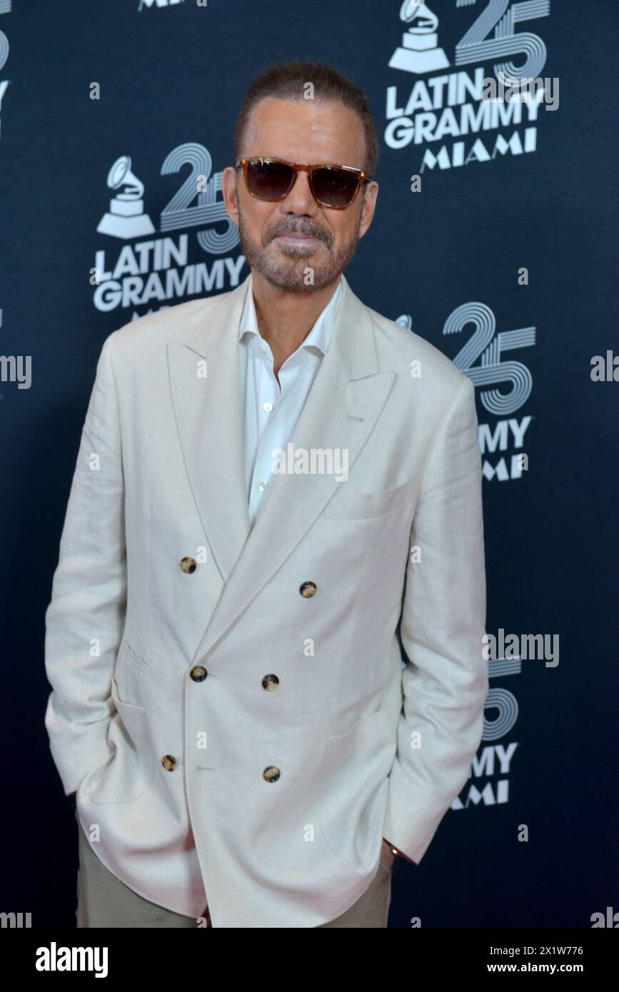 MIAMI, FLORIDA - APRIL 17: Willy Chirino attends the 25th Annual Latin GRAMMY Awards® Official Announcement on April 17, 2024 in Miami, Florida.  (Photo by JL/Sipa USA) Stock Photo