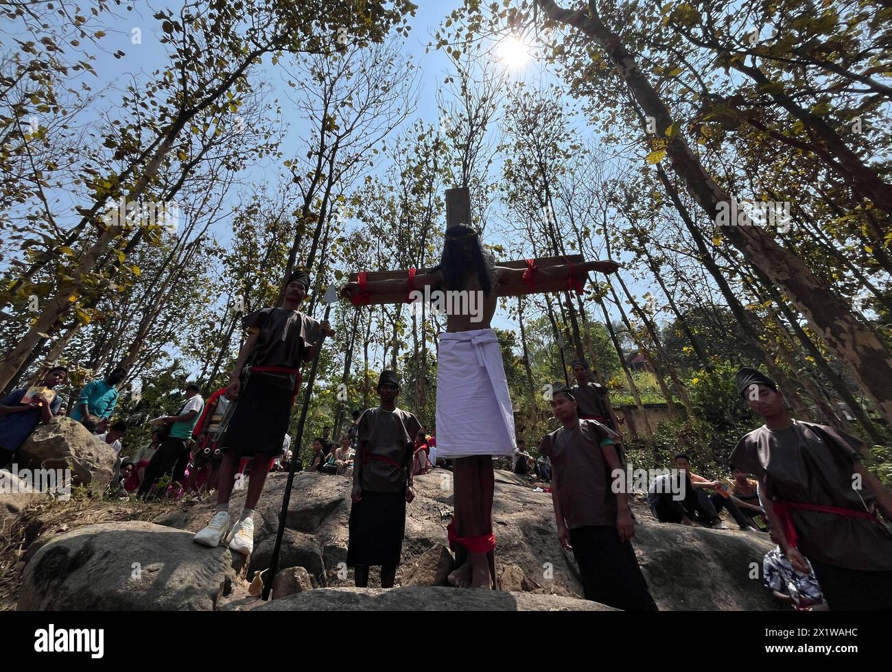 Christian devotees takes part in a perform to re-enactment of the ...