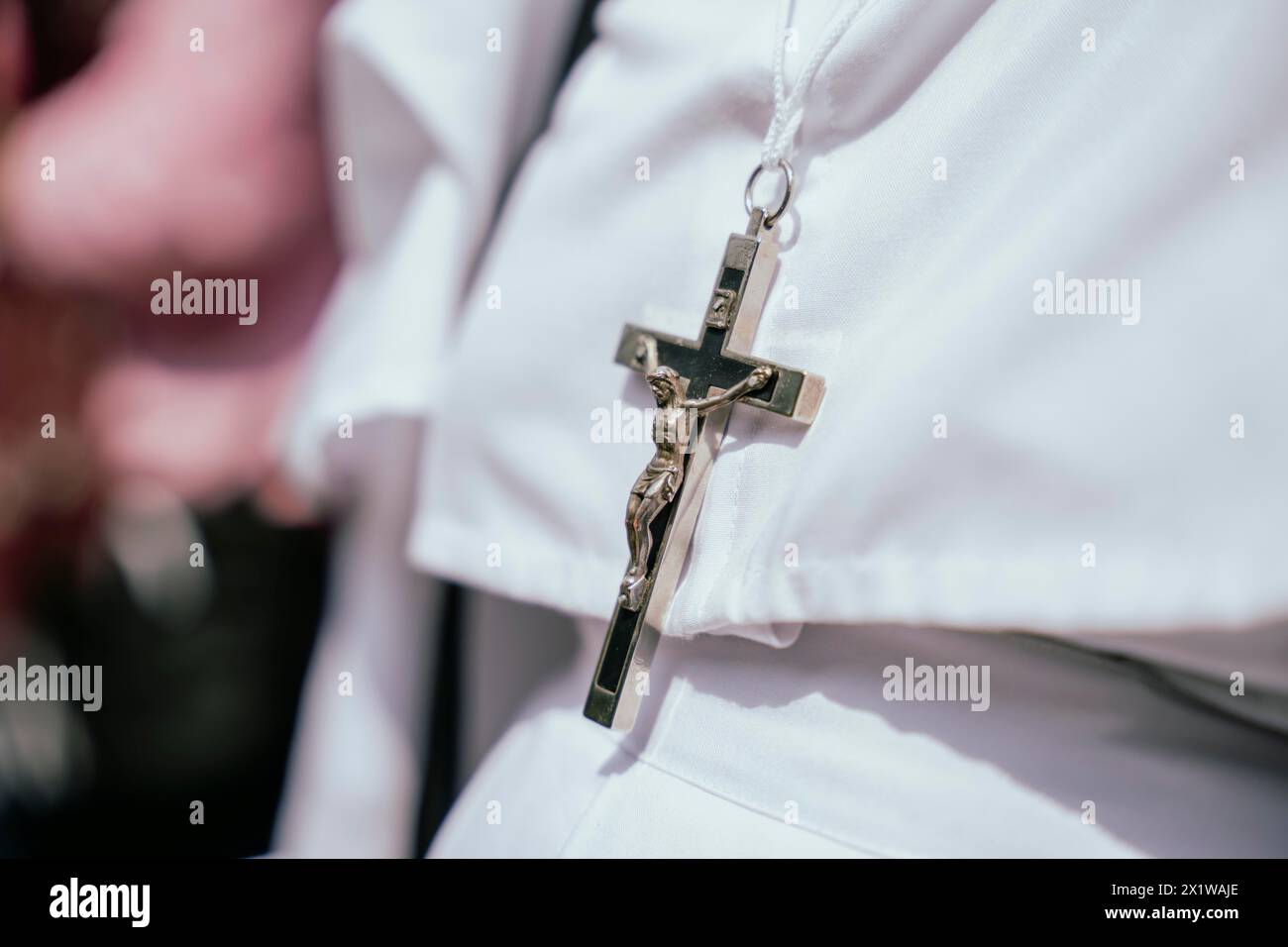 Recite Mark A nun wears a Cross as she recite prayers during a re-enactment of the ...